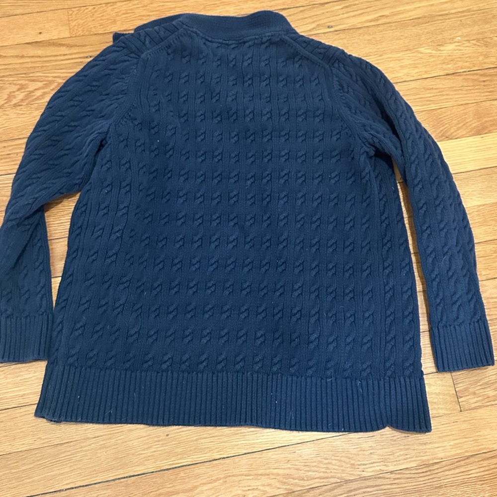 L.L. Bean Navy Blue Cable Knit Cotton Sweater Nautical Fisherman Preppy - Picture 6 of 10